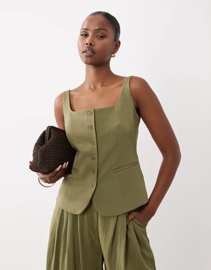 Женская жилетка ASOS Design Tailored с округлым вырезом, шалфейовая
