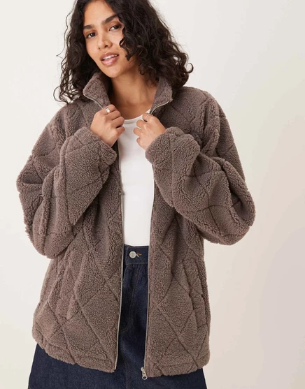 Стеганый плюшевый мишка ASOS DESIGN из флиса на молнии светло-коричневого цвета light brown