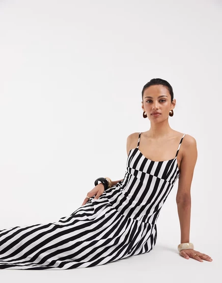 Женское платье ASOS Design с заниженной талией, черная в полоску