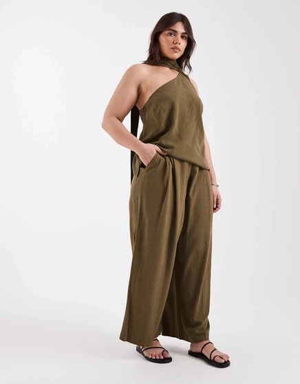 Мужские брюки ASOS DESIGN Curve, сшитые на заказ в темно-зеленом цвете хаки