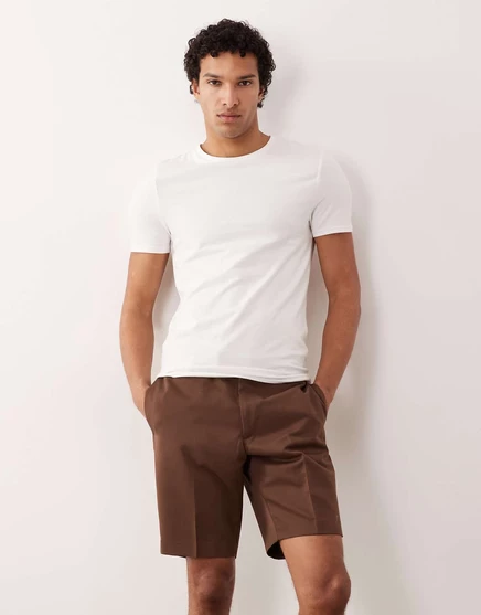 Мужские шорты ASOS Design Smart Slim, тёмно-коричневые