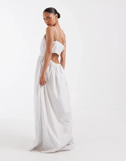 Женское макси-платье Vero Moda Petite в полоску, белое