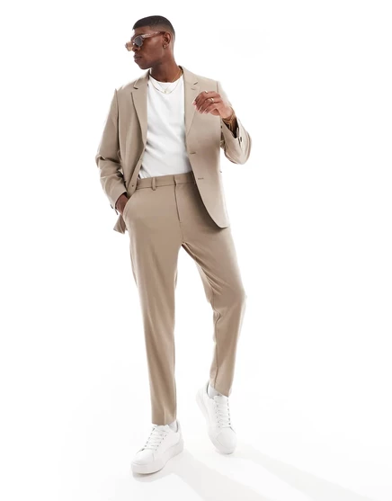 Зауженные костюмные брюки ASOS DESIGN из коричневой саржи brown