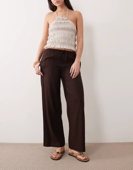 Женские брюки Supre Henley со льном, коричневые
