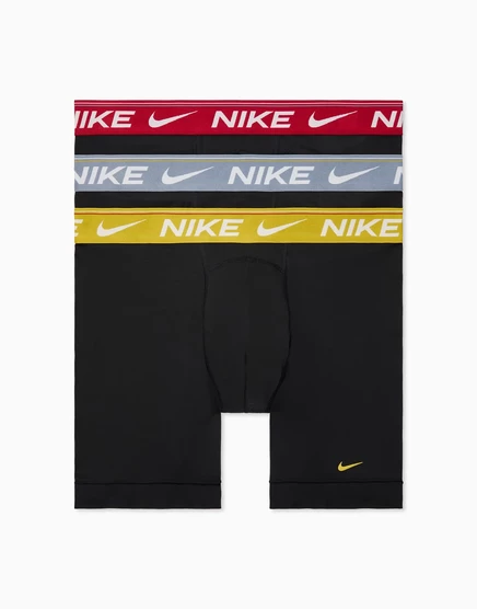 Трусы-боксеры Nike Ultra Comfort 3 pack черного цвета с желтым/серым/красным поясом черно - шафранового цвета.