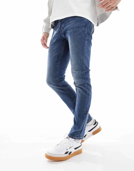 Джинсы Jack &Jones Intelligence Glenn зауженного кроя темно-синего цвета  blue denim
