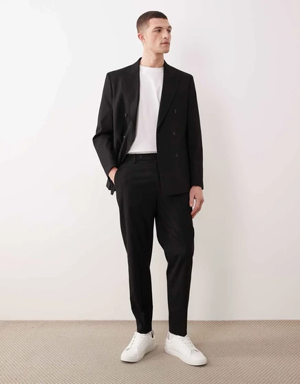 Дизайнерские зауженные костюмные брюки ASOS черного цвета black