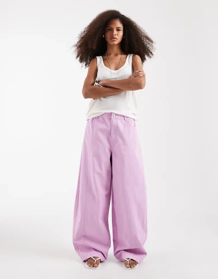 Дизайнерские брюки-бочонки ASOS с эффектом стирки в сиреневом цвете lilac