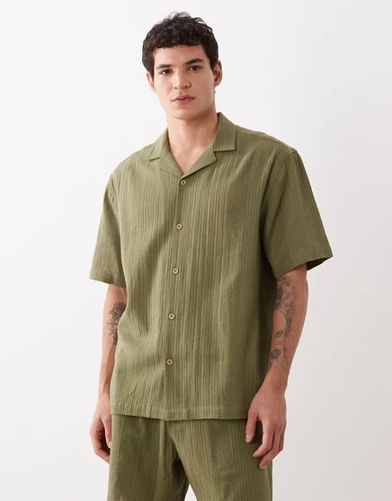Мужская рубашка ASOS Design с отложным воротником, жаккард, хаки