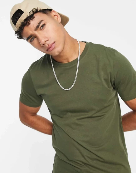 Футболка Jack &Jones Essentials из хлопка с круглым вырезом цвета хаки - MGREEN olive night