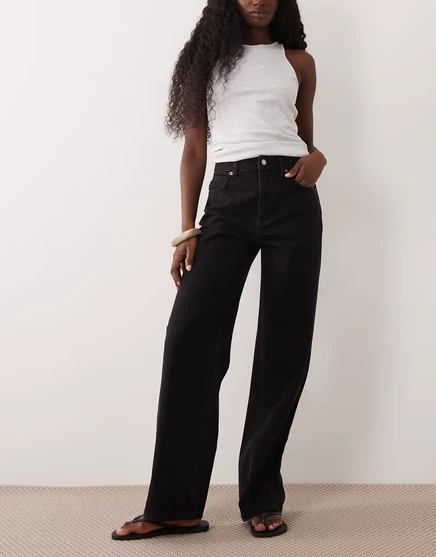 Женские джинсы ASOS Design прямого кроя, широкие, черные