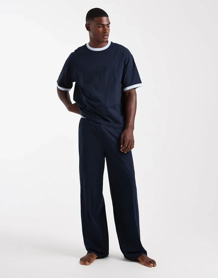 Мужской пижамный комплект ASOS Design, темно-синий