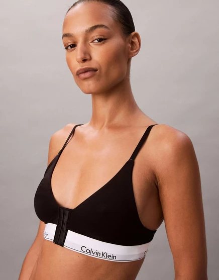 Послеоперационный треугольный бюстгальтер Calvin Klein Icon из хлопка и модала на легкой подкладке черного цвета black