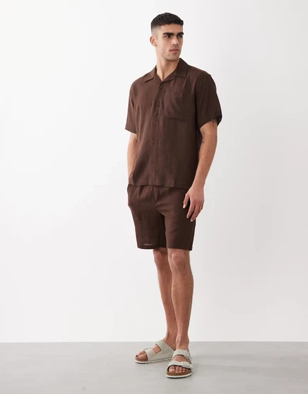 Мужские шорты Only & Sons Linen Rich, кофейный