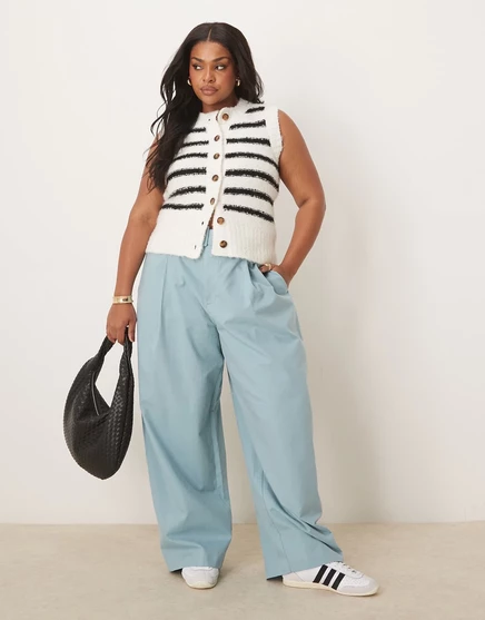 Брюки-баллоны ASOS DESIGN Curve clean бирюзового цвета turquoise