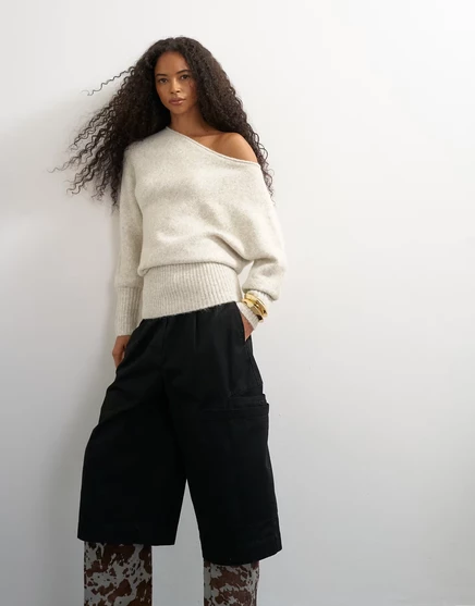 Женский свитер Topshop с шерстью, асимметричный, латте