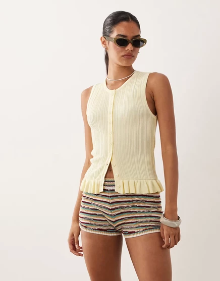 Женский топ Miss Selfridge с баской, бледно-желтый
