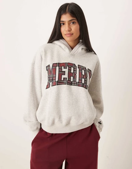Толстовка с капюшоном Abercrombie &Fitch holiday graphic серого цвета