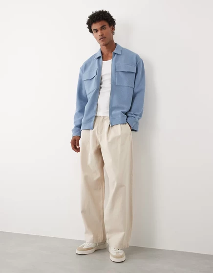 Мужская куртка на молнии ASOS Design relaxed, синяя