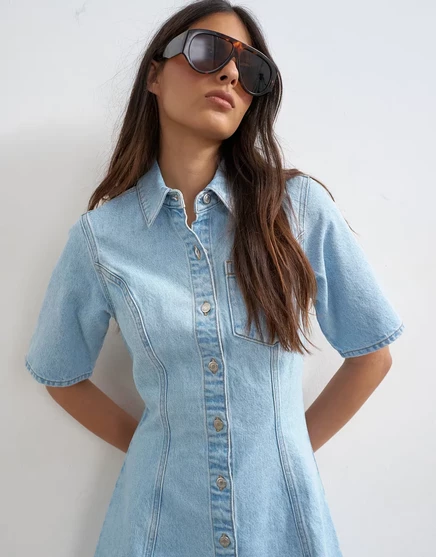 Женское джинсовое мини-платье TopShop, отбеленное
