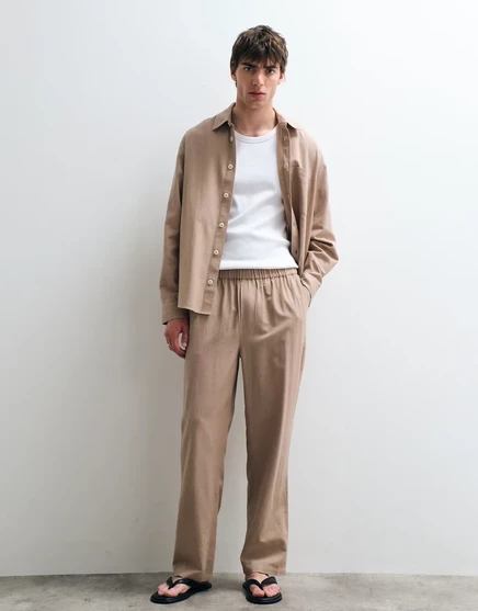 Мужские брюки asos collective ac-b-253 прямые, бежевые