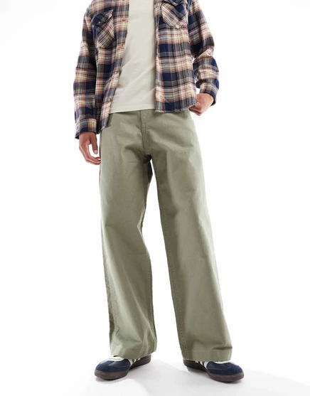 ДИЗАЙНЕРСКИЕ супер-мешковатые брюки-карго ASOS из парусины цвета хаки khaki