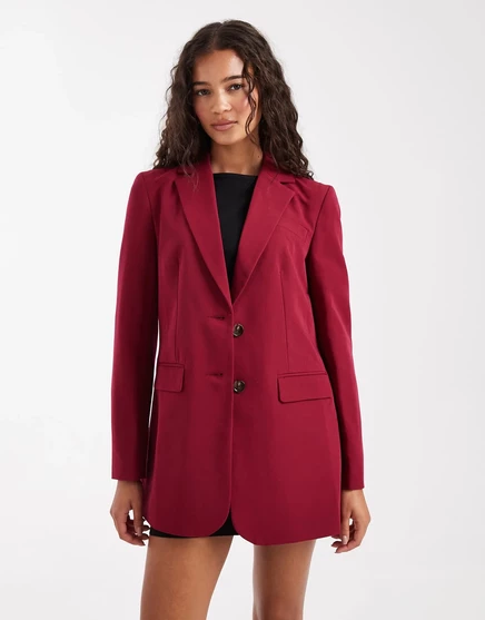 Женский пиджак Miss Selfridge оверсайз, вишневый