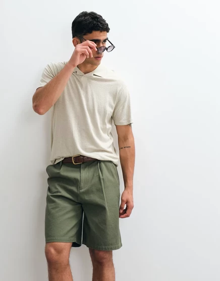 Мужская футболка-поло ASOS Design с отложным воротником льняная светло-зеленая