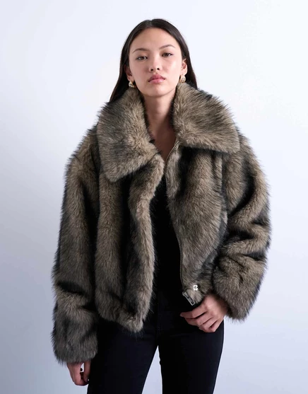 Женская бомбер-куртка TopShop искусственный мех, натуральная