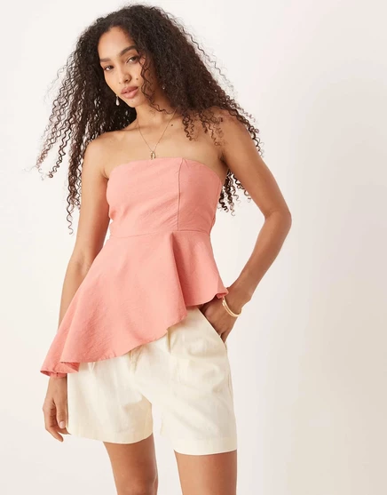 Асимметричный топ-бандо Mango кораллового цвета pink