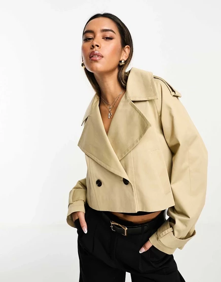 Женский укороченный тренч ASOS Design, песочный