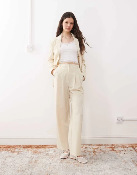 Широкие брюки Miss Selfridge essential кремового цвета buttermilk