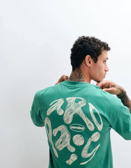 Мужская футболка ASOS Design relaxed с принтом Paraiso, сосновая