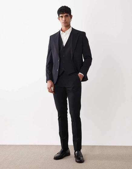 Зауженные брюки от костюма ASOS DESIGN темно-синего цвета