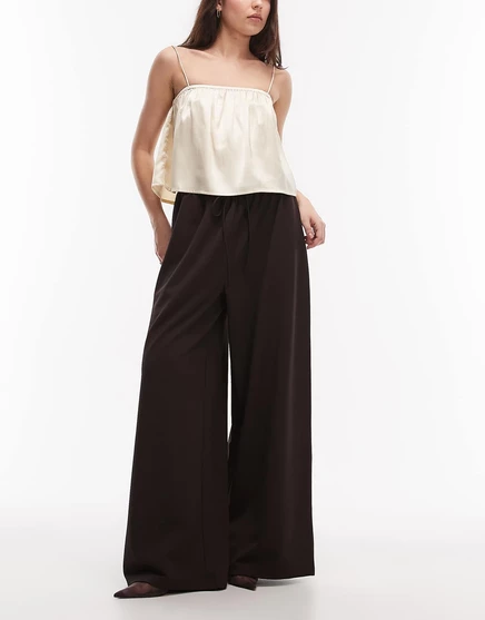 Женские широкие брюки ASOS Design с завязками, шоколадные