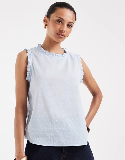 Топ без рукавов с оборками от Vero Moda светло-голубого цвета cm blue