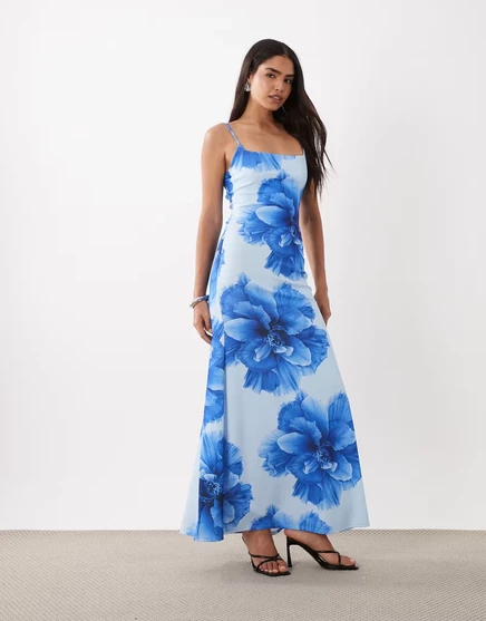 Женское платье макси ASOS Design с шнуровкой, синий