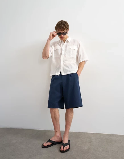 Мужские шорты Topman широкие со складками, темно-синие