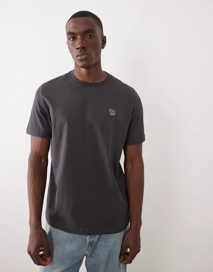 Футболка обычного кроя с логотипом PS Paul Smith zebra темно-серого цвета
