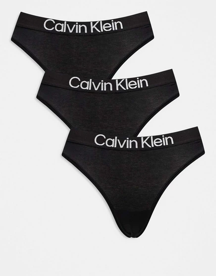 Черные стринги Calvin Klein из особо мягкого хлопка, 3 упаковки