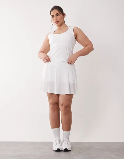 4505 Легкая теннисная юбка Curve active с шортами на подкладке белого цвета white