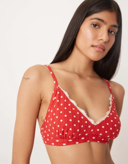 Бюстгальтер Abercrombie &Fitch pointelle в красный горошек - часть комплекта red