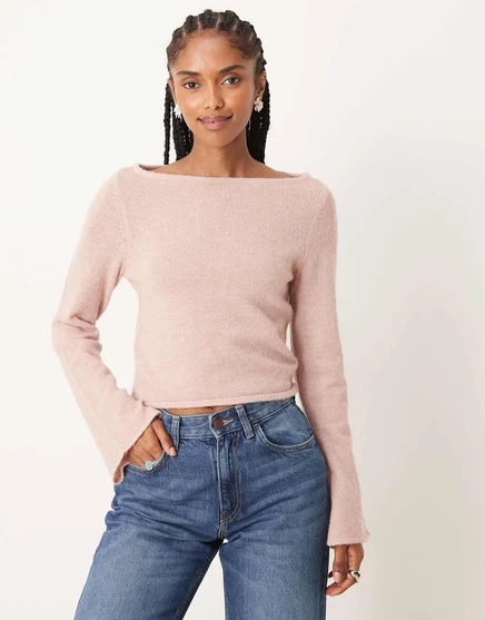 Светло-розовый топ свободного кроя с вырезом лодочкой от ASOS DESIGN light pink