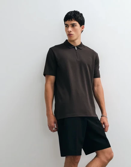 Мужское поло Jack & Jones на молнии, шоколадное