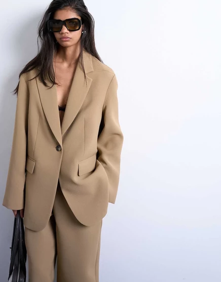 Женский пиджак Topshop в стиле grandad, бежевый
