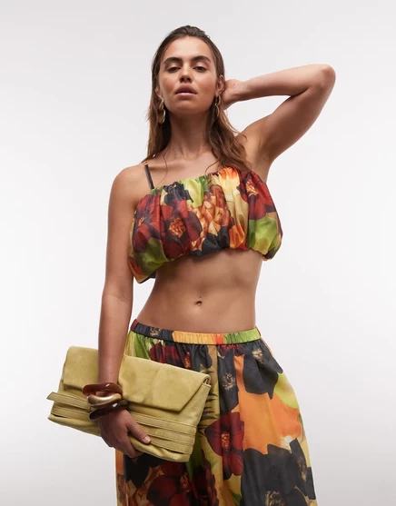 Женский топ ASOS Design с рюшами, тропический принт