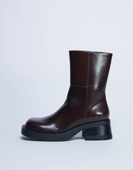 Ботильоны Topshop Nina на массивном каблуке шоколадного цвета chocolate