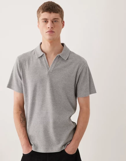 Мужское поло ASOS Design с отложным воротником вафельное, серый меланж