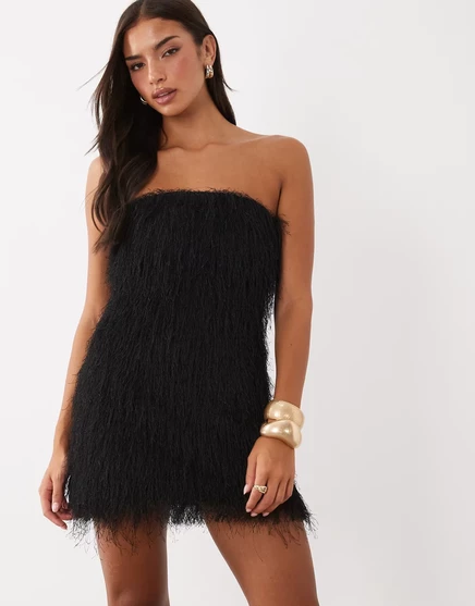 Женское мини-платье ASOS Design с бахромой, черное