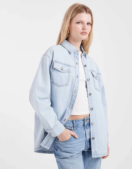 Женская джинсовая рубашка Miss Selfridge с отбеленным эффектом
